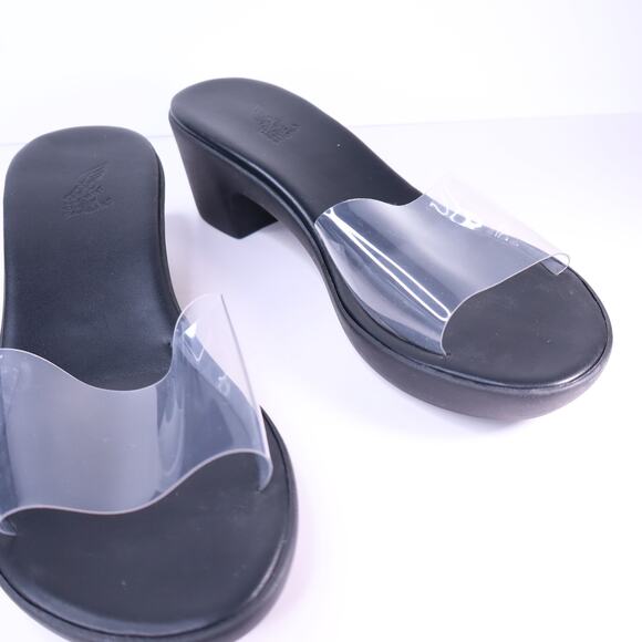 ANCIENT GREEK SANDALS Wide Clear Strap Platform Heeled Sandal Black Women's 40 - Picture 7 of 7